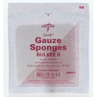 GAUZE, SPONGE, FLUFF, 4''X4'', 12PLY, STRL, 2'S, 50 EA/BX, 24 BX/CS