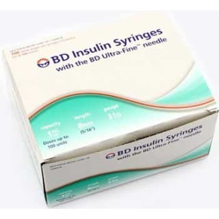 Insulin Syringe 1mL Permanently Attached Needle 31G x 516 - 328418
