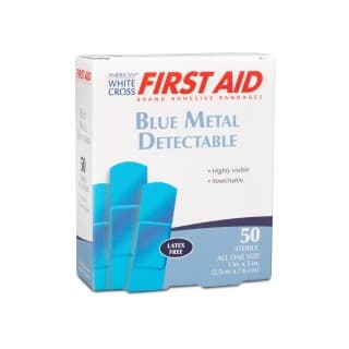 Metal Detectable Fabric Adhesive Bandages 1 x 3 Blue 50BX 24 BXCS - 99918