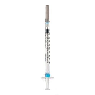 SOL-CARE 1ml TB Safety Syringe with Fixed Needle 28G x 12 1000Case - 100067IM