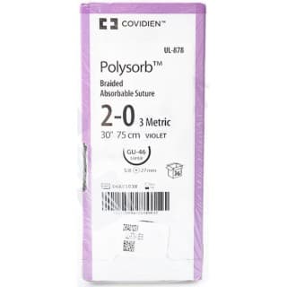 Suture 2-0 Polyester GU-46 Polysorb Violet 30 Braid 36Bx - UL878