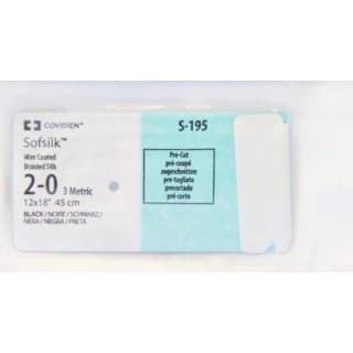 Suture 2-0 Silk No Needle Sofsilk Black 18 Braid 24Bx - S195