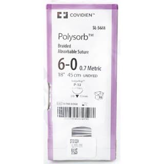 Suture 6-0 Polyester P-13 Polysorb Undyed 18 Braid 36Bx - SL5688