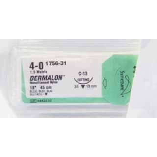 Suture Dermalon Nylon Blu C13 4-0 18 36BX - 8886175631