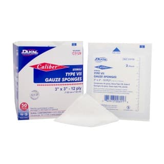 Type VII Gauze Sponges 3 x 3 12-Ply Sterile 2PK 50 PKBX - C5129