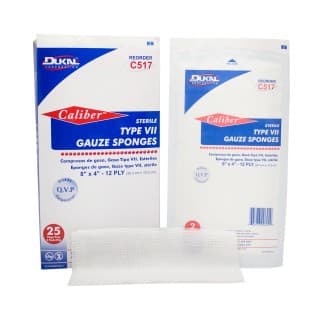 Type VII Gauze Sponges 8 x 4 12-Ply Sterile 2PK 25 PKBX - C517
