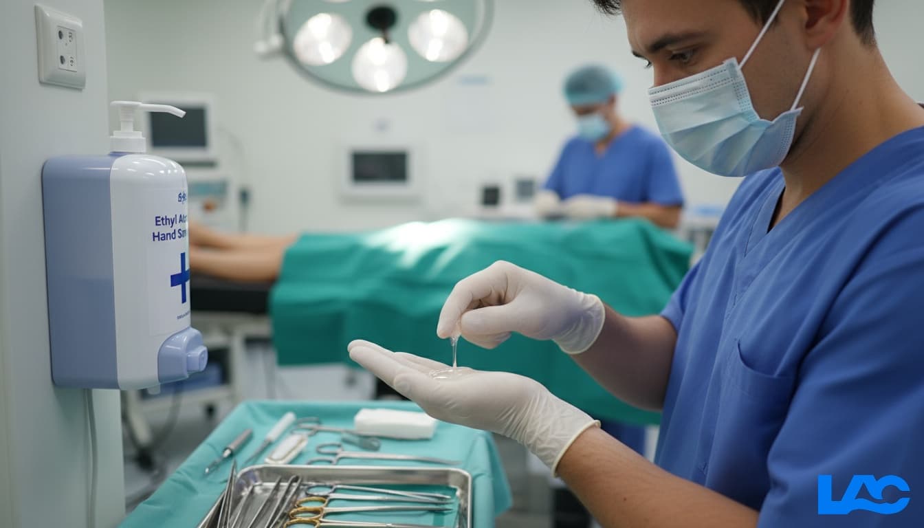 Professional ethyl alcohol hand sanitizer bottle for medical and healthcare use by LAC Health