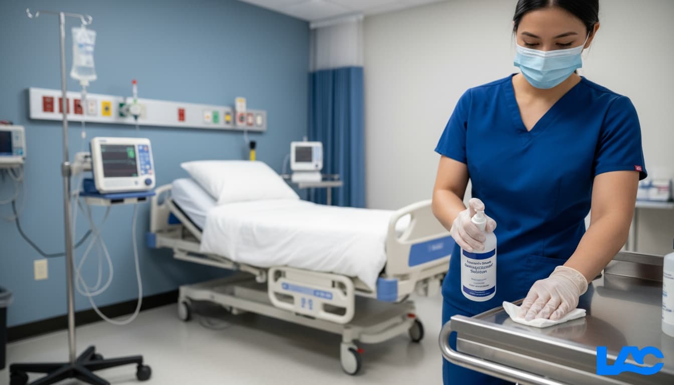 Professional hospital-grade medical disinfectants by LAC Health for healthcare facilities