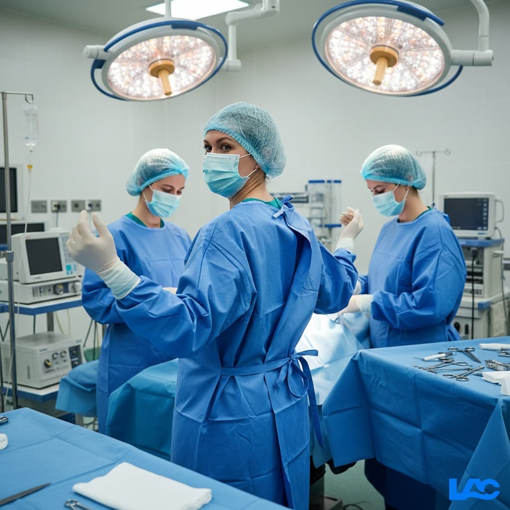 High-quality surgical gowns by LAC Health for professional medical barrier protection