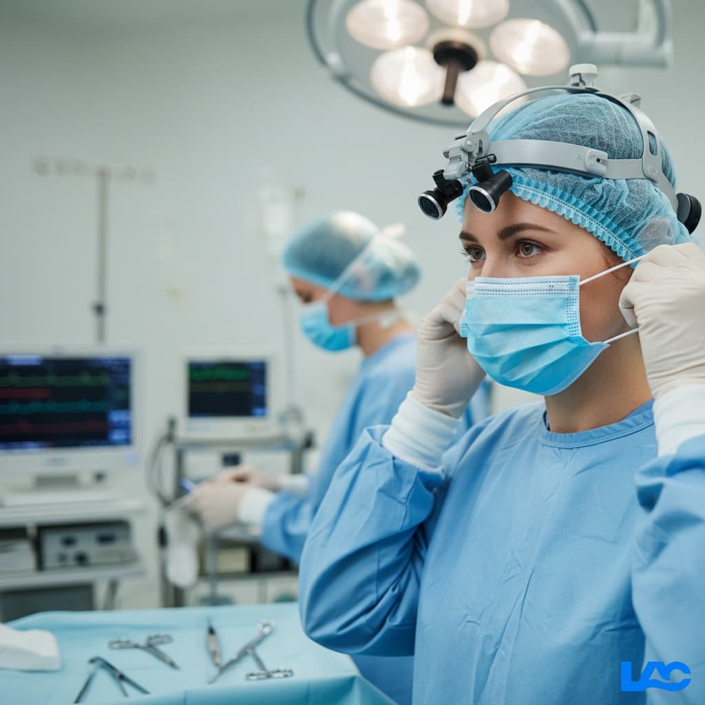 High-quality surgical masks for healthcare professionals by LAC Health providing certified respiratory protection