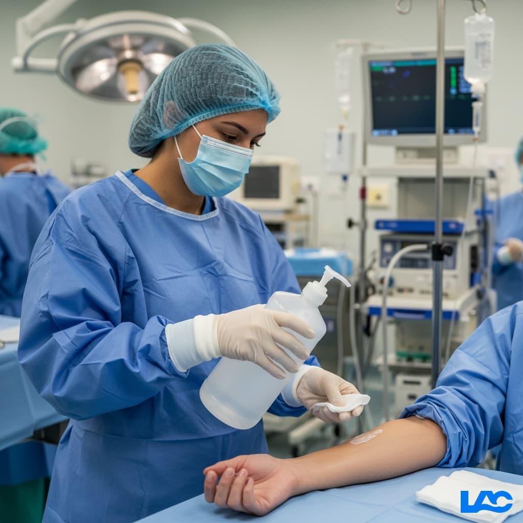 Medical grade alcohol bottle for professional healthcare disinfection and antiseptic use by LAC Health