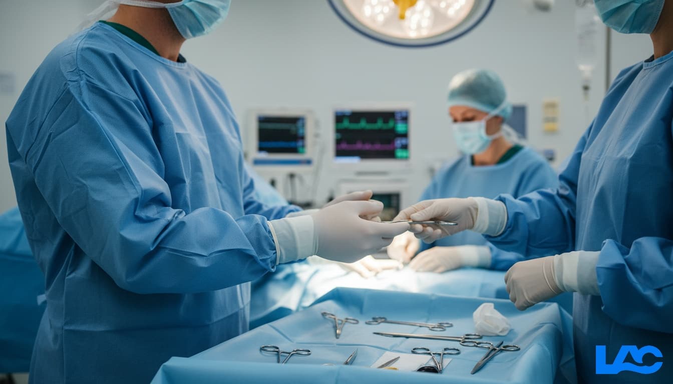 High-quality hygiene surgical gowns providing professional barrier protection for healthcare workers by LAC Health