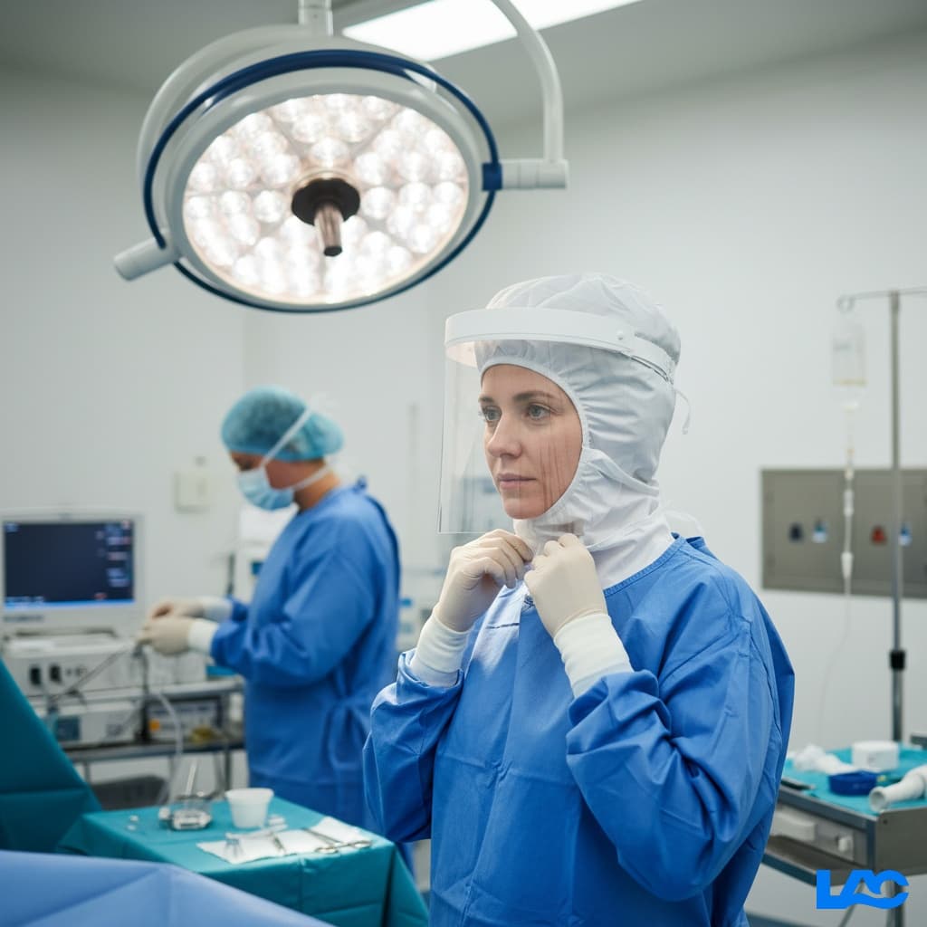 High-quality surgical hoods providing full head and neck coverage for sterile operating rooms