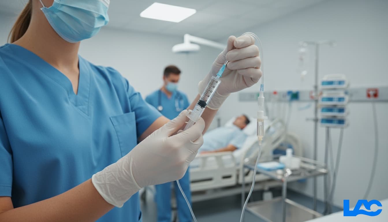 High-quality luer lock syringes securely connecting medical fluid delivery systems