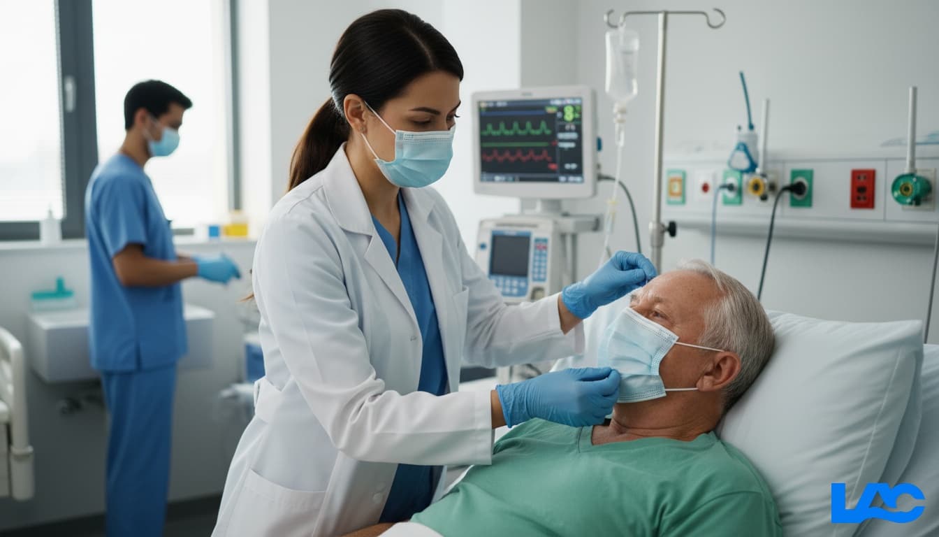 Premium ASTM Level 2 masks by LAC Health providing certified moderate-risk healthcare protection