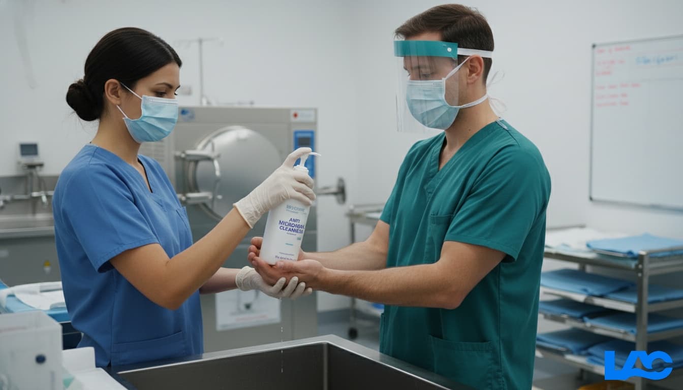 Professional antimicrobial cleanser by LAC Health for healthcare infection prevention