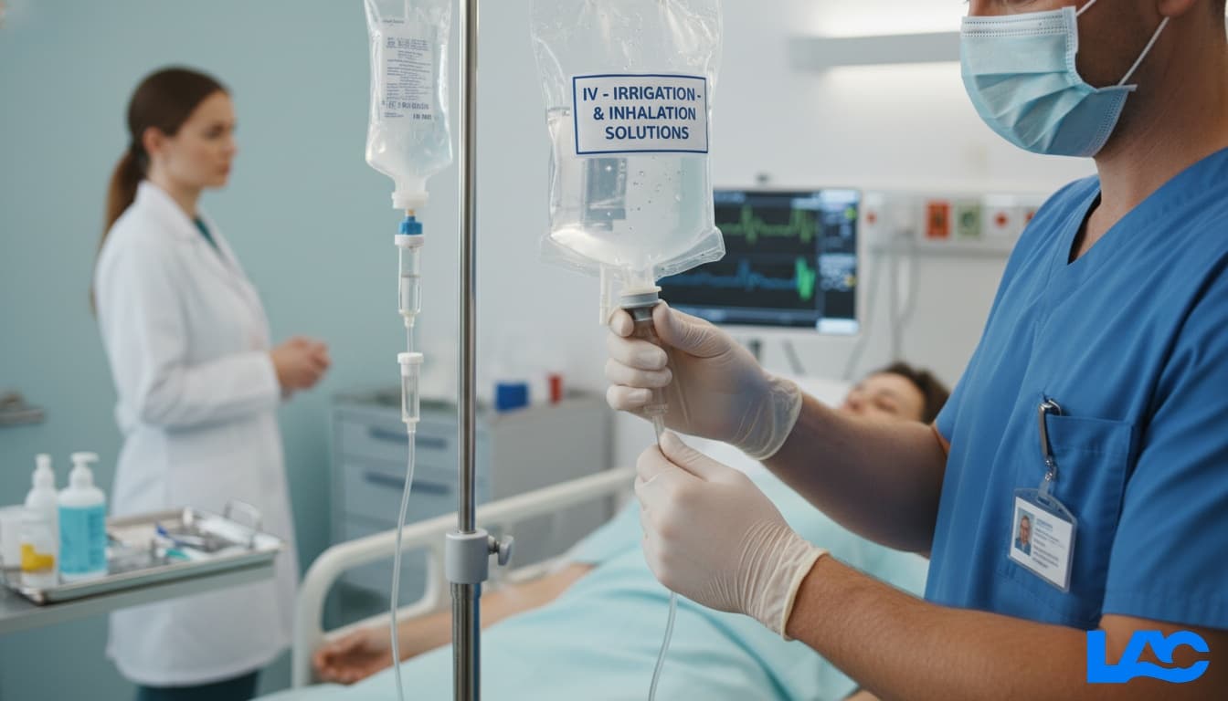 Professional IV irrigation inhalation solutions sterile USP-grade fluids for healthcare by LAC Health