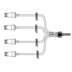 4 (10 cm) Smallbore Quadfuse Ext Set w4 MicroClave  4 Clamps  Rotating Luer  50CS - B33294