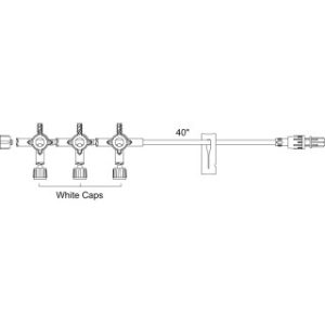 4-Way Stopcock with 20 Standard Bore Extension Tubing  Swivel Male Luer Lock  25CS - MX4233NS