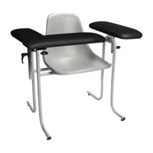 Blood Draw Chair  Standard Height  Plastic Seat  Upholstered Flip Arm - 4384F-BLK