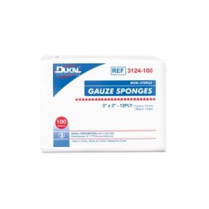 Gauze Sponges 3 X 3 12-Ply  Non-Sterile - 100BG  40 BGCS - 3124-100