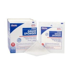 Gauze Sponges 3 x 3 12-Ply  Sterile - 2PK  50 PKBX  24 BXCS - 6312