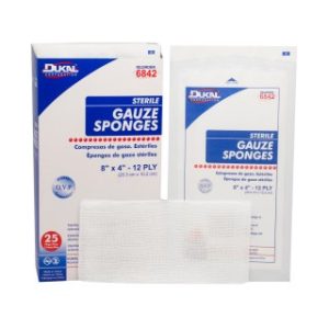 Gauze Sponges 8 x 4 12-Ply  Sterile - 2PK  25 PKBX  20 BXCS - 6842