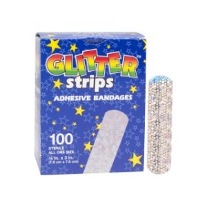 Glitter Strips Adhesive Bandages 34 x 3 - 100BX  12 BXCS - 1075413