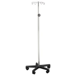 IV Stand Stainless Steel  4 Hook  5 leg base  1EA - 4356-SS