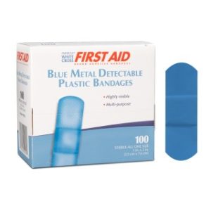 Metal Detectable Plastic Adhesive Bandages 1 x 3  Blue  50BX  24 BXCS - 99916