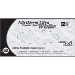 Nitriderm Ultra White Nitrile Medium 100Bx  10 BXCA - 167200