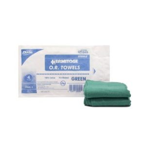 OR Towels 17 x 26  Green  Sterile  4PK - CT-04G