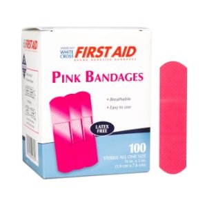 Plastic Adhesive Bandages 34 x 3 - Pink - 100BX  12 BXCS - 19769