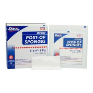 Post Op Sponges 3 x 4  Sterile - 2PK  25 PKBX  24 BXCS - 5434