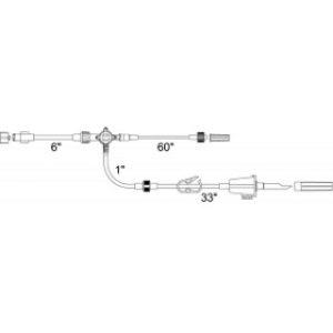 SET IV DELIVERY ADMINISTRATION 60IN MICRO SMALL BORE TUBING ONE WAY CHECK VALVE ANTI-FREE FLOW STOPCOCK MALE LUER LOCK LATEX-FREE (25CS) - MX448L60MG