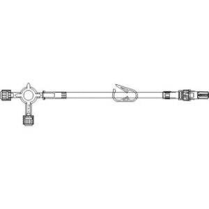 SET IV EXTENSION 16INL STANDARD BORE INJECTION PORT MALE LUER LOCK ROTATING 4 WAY STOPCOCK PINCH CLAMP KINK RESISTANT DEHP-FREE  50CS - B4010