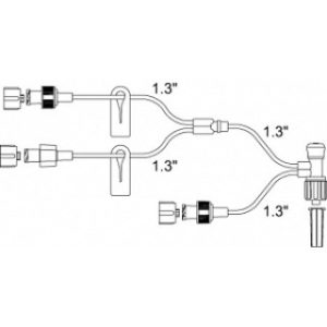 SET IV EXTENSION 4INL 3 WAY TUBING LUER LOCK T-ADAPTER CHECK VALVE LATEX-FREE LOT DEPENDENT (25CS) - BTF36DTL