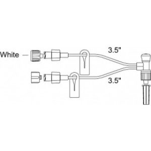 SET IV EXTENSION 4INL BIFURCATED MINIBORE LUER LOCK T-ADAPTER CLAMP LATEX-FREE LOT DEPENDENT (25CS) - MBF27DTL