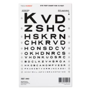 Snellen Eye Chart  10 ft  1EA - 3062