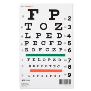 Snellen Eye Chart  20 ft  1EA - 3061