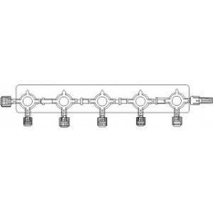 STOPCOCK 5 GANG 4-WAY WBASE PLATE  25CS - B4091