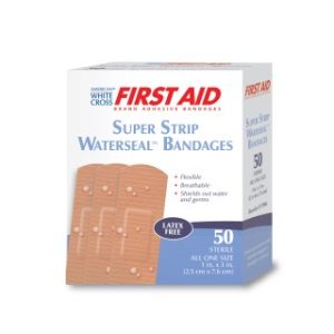 Super Strip Waterseal Adhesive Bandages 1 x 3  Tan  50BX  24 BXCS - 17966