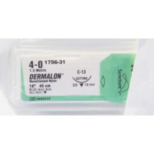 Suture Dermalon Nylon Blu C13 4-0 18 36BX - 8886175631