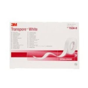 Transpore White Medical Tape  1.25 cm x 9.1 m  24BX 10 BXCS - 1534-0