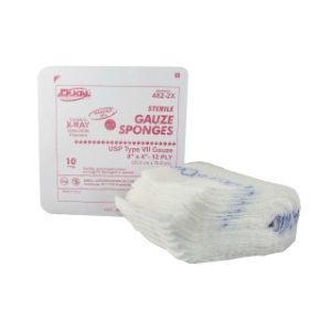 X-Ray Detectable Type VII Gauze Sponges  8 X 4  12-Ply  Sterile - 482-2X